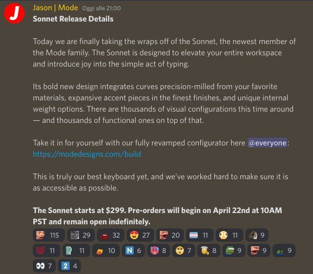 Mode Designs Sonnet Discord Release Details