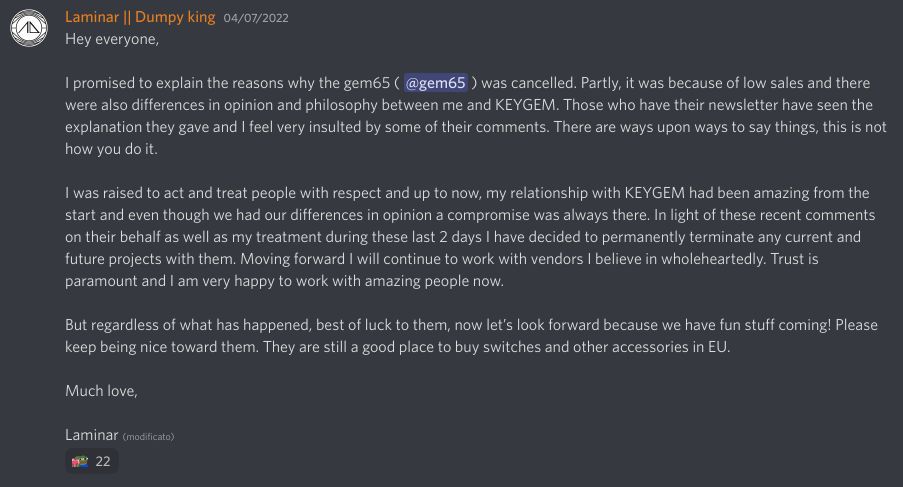 Laminar about KEYGEM